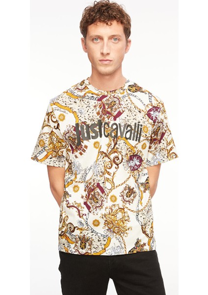 Bisiklet Yaka Krem Erkek T-Shirt 75OAH6R3