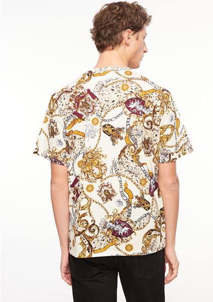Bisiklet Yaka Krem Erkek T-Shirt 75OAH6R3 indirimleri