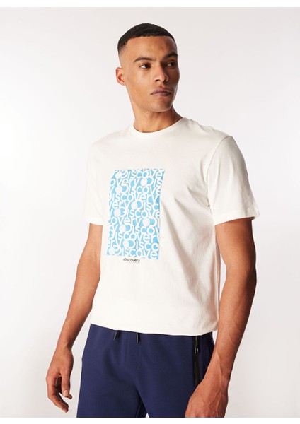 Beyaz Erkek Bisiklet Yaka Relaxed Baskılı T-Shirt D4SM-TST3281 modelleri