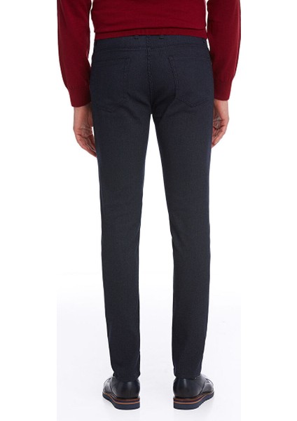 Lacivert Slim Fit Desenli Pamuklu 5 Cep Kanvas Pantolon modelleri