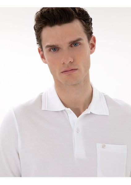 Beyaz Regular Fit %100 Pamuk Polo Yaka Basic Tişört
