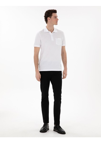 Beyaz Regular Fit %100 Pamuk Polo Yaka Basic Tişört