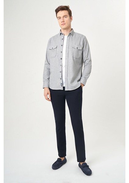 Erkek Regular Fit Uzun Kollu Oduncu Gömlek Gri GM22K222079_K55