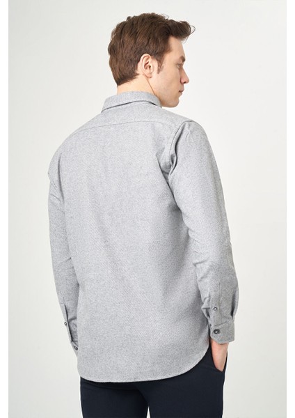 Erkek Regular Fit Uzun Kollu Oduncu Gömlek Gri GM22K222079_K55