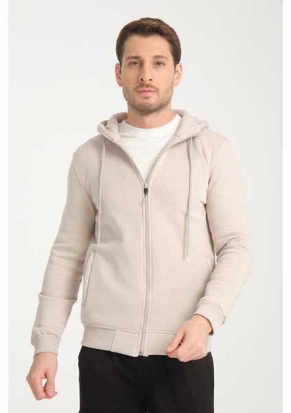 3 Iplik Fermuarlı Kapşonlu Sweatshırt 6052 indirimleri