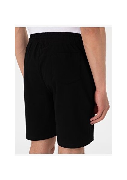 Siyah Regular Fit Örme Şort