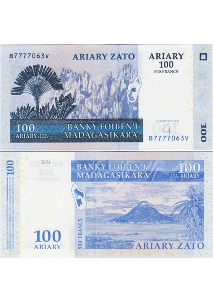 Madagaskar 100 Ariary 2004 Çil Kondisyon.