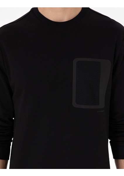 Siyah Regular Fit Bisiklet Yaka Sweatshirt