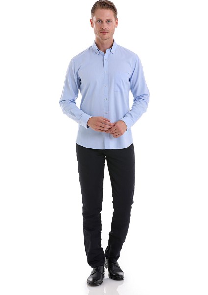Mavi Comfort Fit Düz 100% Pamuk Düğmeli Yaka Uzun Kollu Casual Oxford Gömlek fiyatları