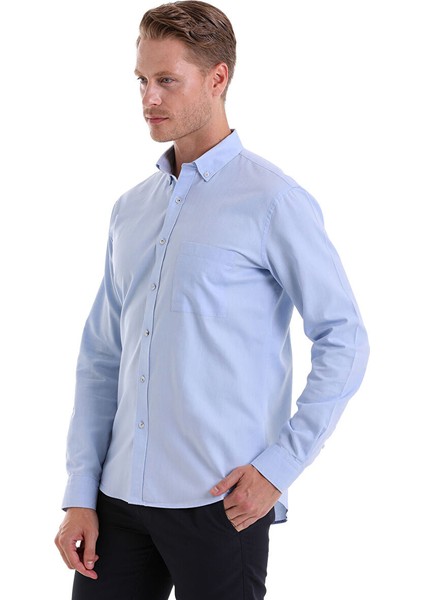 Mavi Comfort Fit Düz 100% Pamuk Düğmeli Yaka Uzun Kollu Casual Oxford Gömlek modelleri