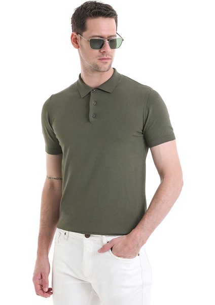 Haki Regular Fit Düz Polo Yaka Tişört fırsatları