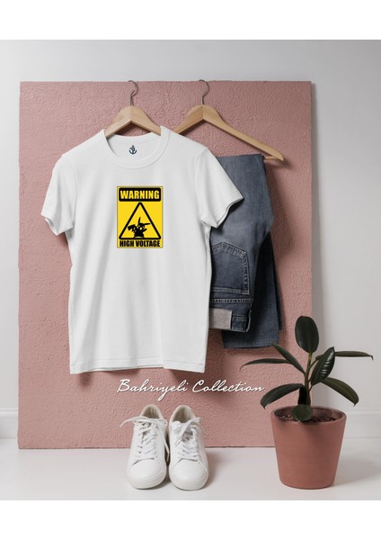 Oversize Dikkat Yüksek Voltaj Tasarımlı Unisex T-Shirt