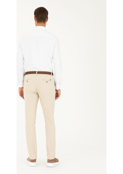 Bej Slim Fit Kanvas Çizgili Pantolon fırsatları