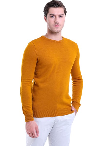 Safran Regular Fit Düz Bisiklet Yaka Triko Kazak
