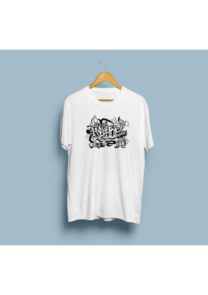 Oversize Hip Hop Graffiti Tasarım Unisex T-Shirt