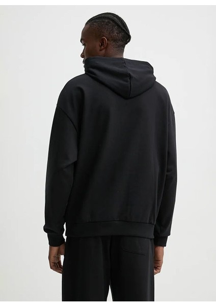 Siyah Erkek Kapüşon Oversize Düz Sweatshirt 50529090_DITCHLE