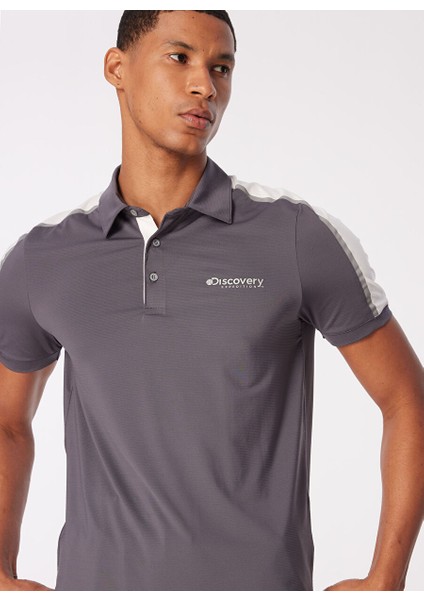 Antrasit Erkek Polo Yaka Basic Blok Polo T-Shirt D4SM-TST3241