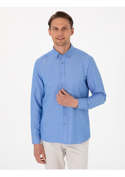 Mavi Slim Fit Uzun Kollu Gömlek
