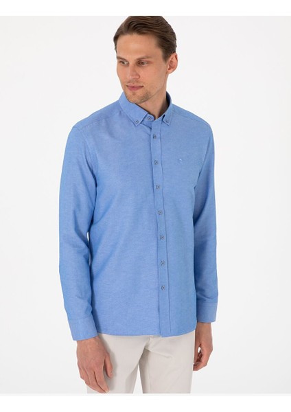 Mavi Slim Fit Uzun Kollu Gömlek