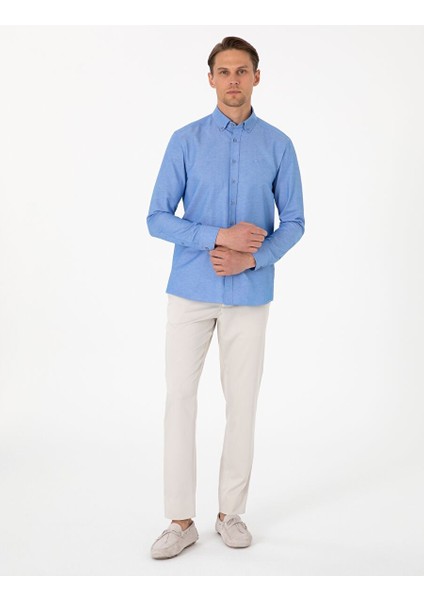 Mavi Slim Fit Uzun Kollu Gömlek
