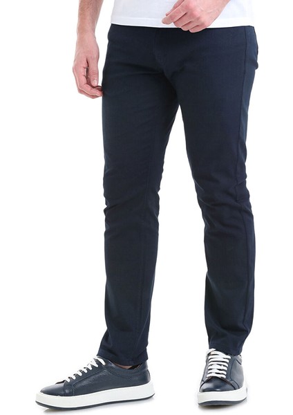 Lacivert Regular Fit Düz 5 Cep Pamuklu Kanvas Pantolon