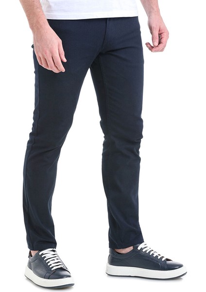 Lacivert Regular Fit Düz 5 Cep Pamuklu Kanvas Pantolon
