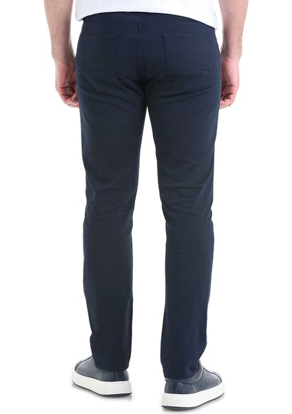 Lacivert Regular Fit Düz 5 Cep Pamuklu Kanvas Pantolon