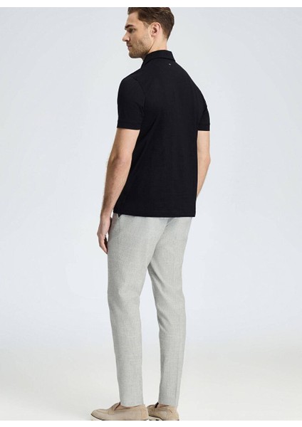 Merserize Pamuk Siyah Polo Yaka T-Shirt
