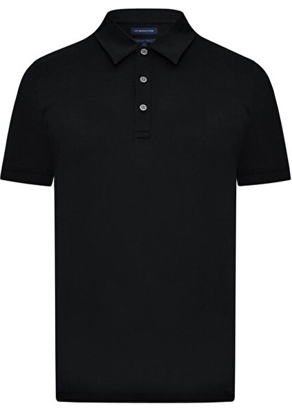 Merserize Pamuk Siyah Polo Yaka T-Shirt
