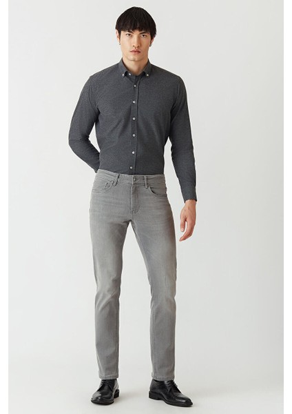 Erkek 5 Cepli Denim Pantolon Gri PNJ22Y22102_D55