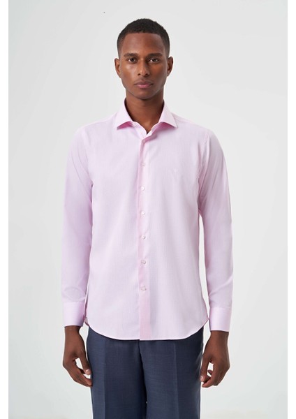 Erkek Regular Fit Klasik Gömlek Pembe GM23K232025_D29