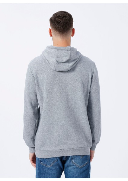 Kapüşon Yaka Baskılı Gri Melanj Erkek Sweatshırt E-1276 fırsatları