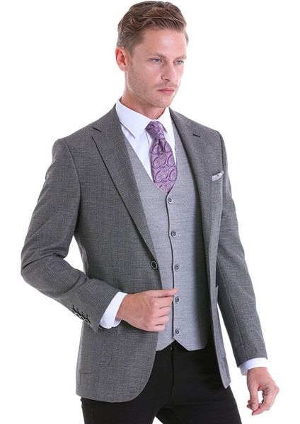 Siyah Slim Fit Desenli Mono Yaka Casual Ceket fiyatları