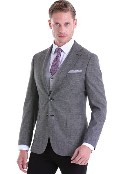 Siyah Slim Fit Desenli Mono Yaka Casual Ceket fırsatları