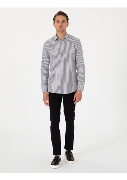 Siyah Slim Fit Uzun Kollu Gömlek