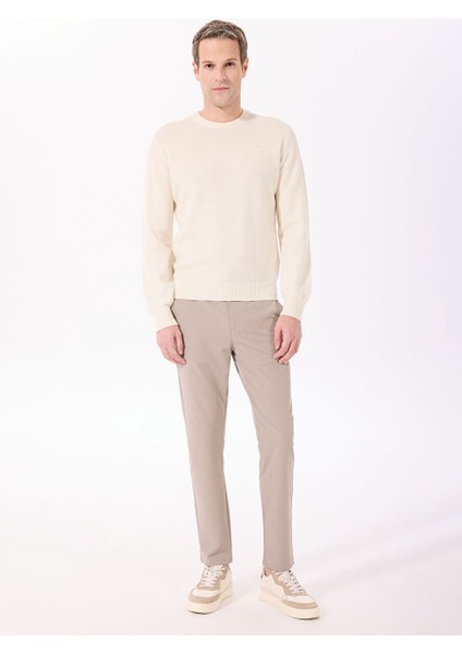 Ekru Erkek Bisiklet Slim Fit Kazak HM703237
