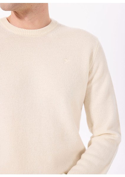 Ekru Erkek Bisiklet Slim Fit Kazak HM703237