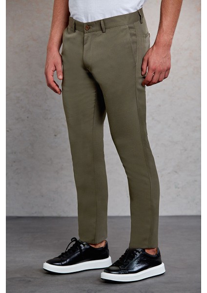 Haki Slim Fit Desenli Yandan Cep Kanvas Pantolon modelleri