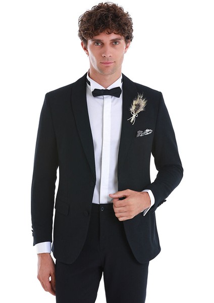 Lacivert Slim Fit Düz Çıkma Şal Yaka Damatlık fiyatları