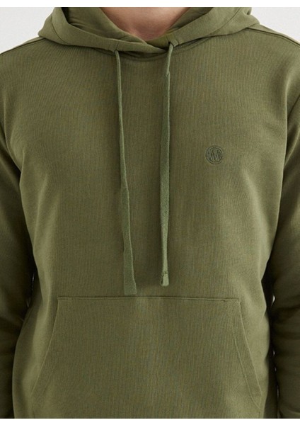 Haki Kapüşonlu Cepli Pamuklu Regular Fit Erkek Sweatshirt Core Hoodıe W/pocket fiyatları