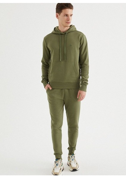 Haki Kapüşonlu Cepli Pamuklu Regular Fit Erkek Sweatshirt Core Hoodıe W/pocket modelleri