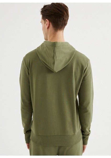 Haki Kapüşonlu Cepli Pamuklu Regular Fit Erkek Sweatshirt Core Hoodıe W/pocket fırsatları