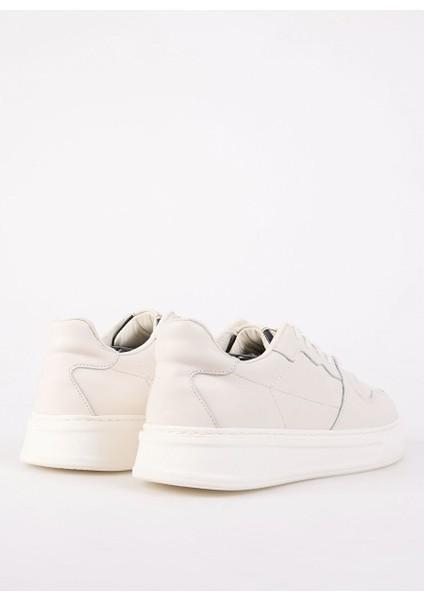 Ekru Erkek Deri Sneaker Aelı