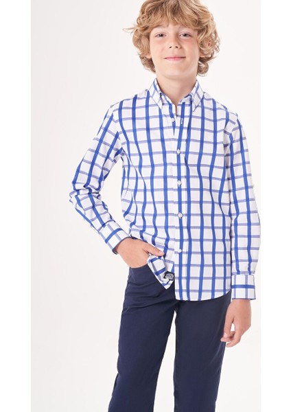 Regular Fit Yaka Düğmeli Lacivert Erkek Çocuk Gömlek GM23Y231169_D39