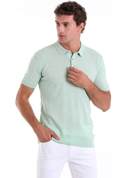 Yeşil Regular Fit Düz Pamuklu Polo Yaka Triko Tişört modelleri
