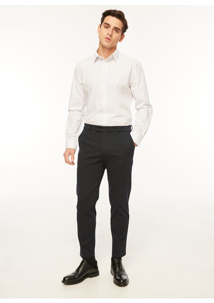 Regular Fit Gömlek Yaka Çizgili Beyaz Erkek Gömlek FC3WM-GML314 fiyatları
