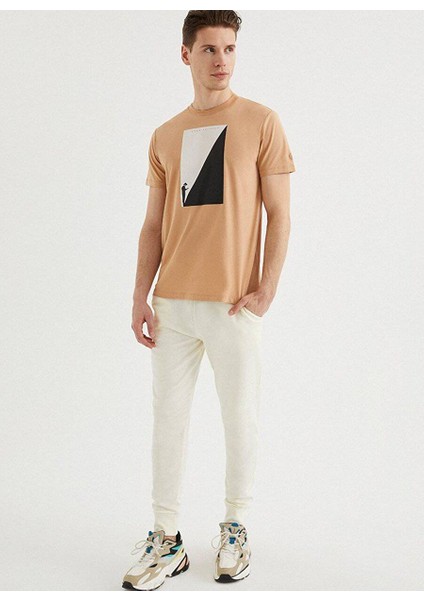 Beyaz Basic Pamuklu Regular Fit Lastikli Paça Erkek Eşofman Altı Core Jogger