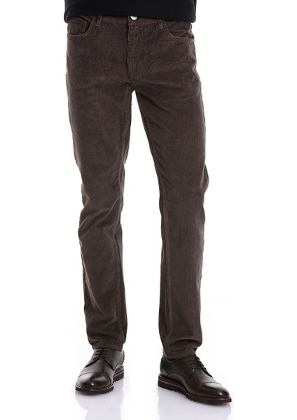 Vizon Dinamik Fit Düz 5 Cep Casual Kadife Pantolon