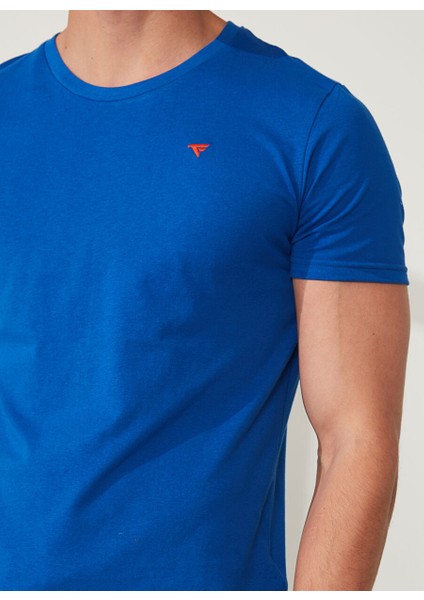 Bisiklet Yaka Mavi Erkek T-Shirt FM23S07TGBLUETTE indirimleri