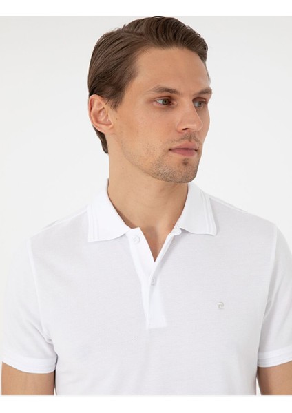 Beyaz Slim Fit %100 Pamuk Polo Yaka Basic Tişört fiyatları